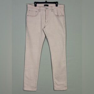 PURPLE Brand Slim Stretch Jeans Blush Pink Button Fly Designer Denim Size 38